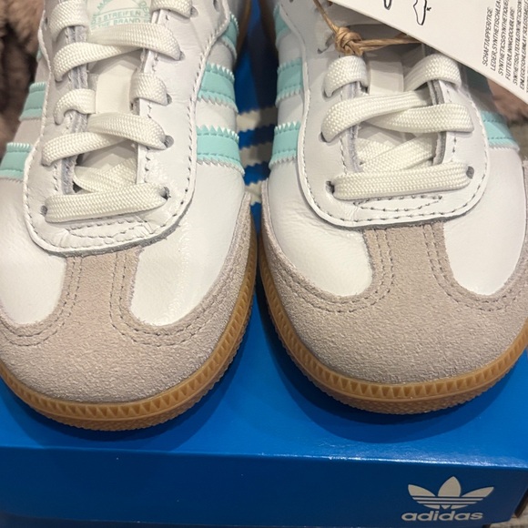 Adidas Samba OG Toddler Kids Sneakers - White and Light Blue - Picture 8 of 9